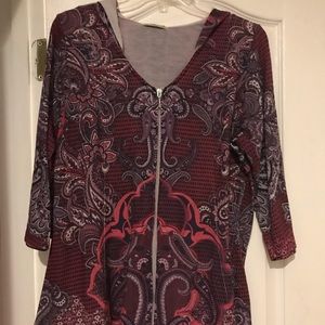 Live and let live zippered 3/4 sleeve cardigan